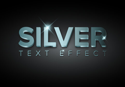 Silver Metallic 3D Text Effect with Glitter