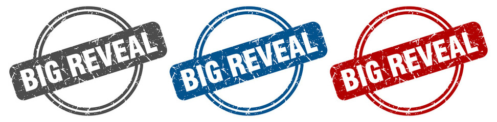 big reveal stamp. big reveal sign. big reveal label set