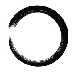 Circle ink brush stroke, black paint round frame, vector illustration.