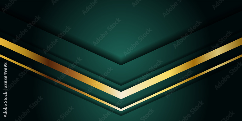 Wall mural abstract luxury dark green overlap layer with golden line