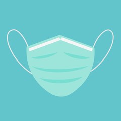 Green medical mask or surgical mask, safety mask, protection, health care concept illustration