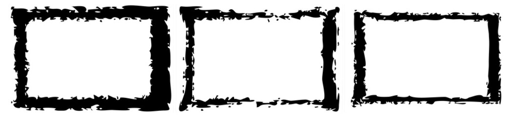 Set of grunge style frames black on white background