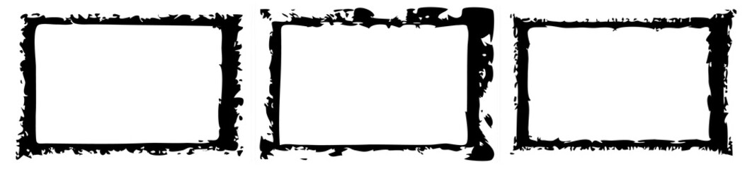 Set of grunge style frames black on white background