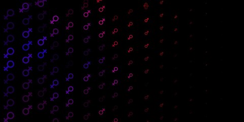 Dark Pink, Yellow vector backdrop with woman's power symbols.