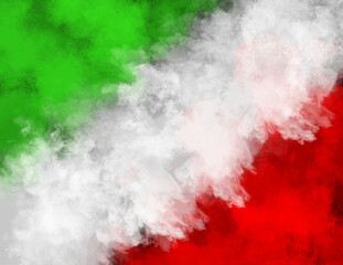 Powder explosion in the colors of Italy representing the Italian National flag