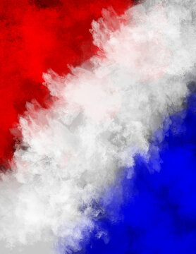 Powder explosion in the colors of the American and French Flags