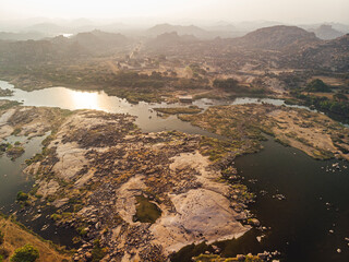 Aerial view of ancient Vijaya Vittala Temple complex
