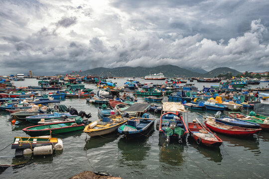 Boats Moored at Cheng Chau Island, Hong Kong