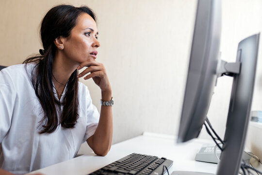 Doctor using computer at the hospital