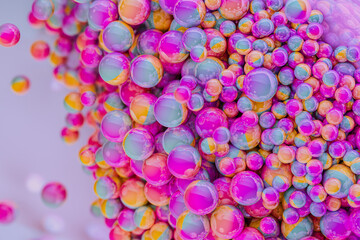 Texture of hundred multicolour spheres from above.