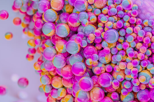 Texture of hundred multicolour spheres from above.