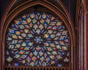 Paris, France - 03 07 2020: Details view inside The Holy Chapel