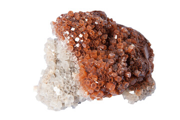 Cluster of vanadinite mineral, ore of vanadium. Isolated on white background.