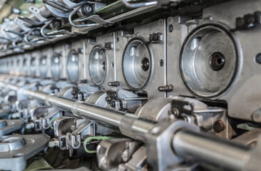 detail of a industrial spinning machine