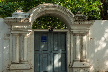 The arched gateway of an old french era house in Pondicherry