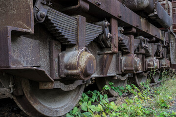 Fototapeta na wymiar chassis of a historic railway wagon
