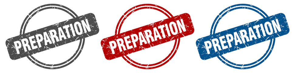 preparation stamp. preparation sign. preparation label set