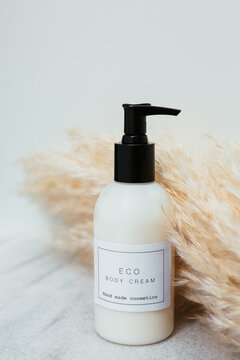 Bottle of eco body cream