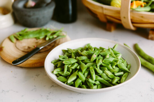Raw runner beans