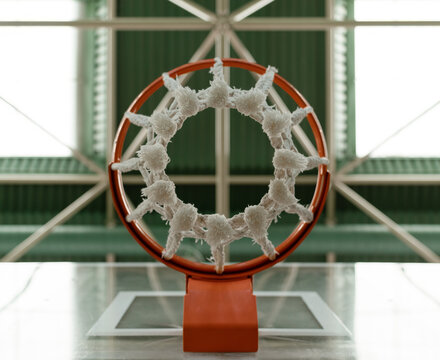 Basketball ring in school gym