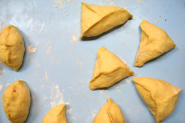 Homemade handmade pies. Baking with apples.