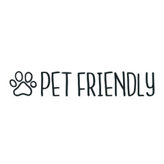 Pet Friendly Logo. Icon Doodle Paw. Hand Drawn Illustration.