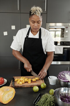 Restaurant Chef Chopping Pumpkin