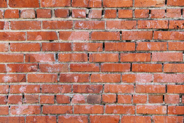 retro old red brick wall background backdrop