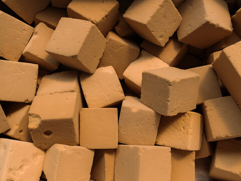 Heap of soft foam cubes
