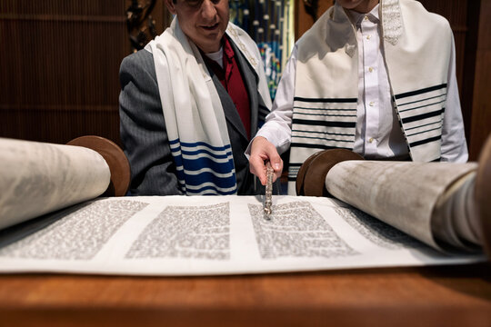 Synagogue: Anonymous Teen Working On Torah Portion