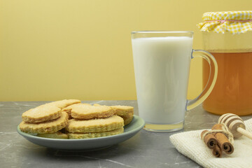 Background for text for menu milk and gingerbread cookies