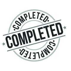 Completed Stamp. Logo Icon Symbol. Design Certificated Round.