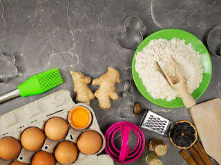 Ingredients for cookies laid out on a table