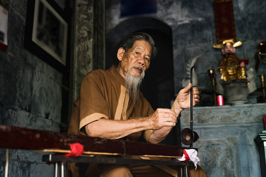 Monk Inside A Temple In Vietnam