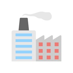 Factory icon illustration in flat design style. Industrial building sign.