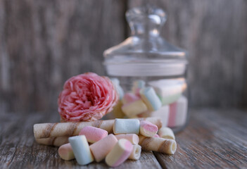 marshmallows in a glass jar