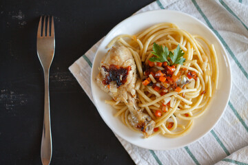 delicious pasta with chicken and vegetables a hearty dinner