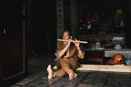Monk Inside A Temple In Vietnam