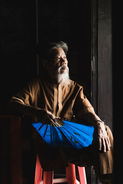 Monk Inside A Temple In Vietnam