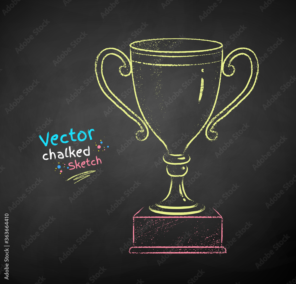 Wall mural Chalk drawn illustration of award cup