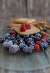 blueberries and raspberries
