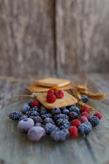 berries on wooden background