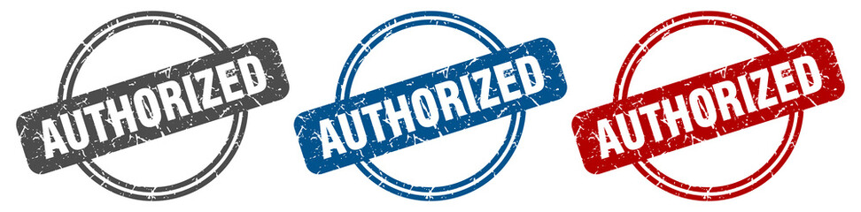 authorized stamp. authorized sign. authorized label set - obrazy, fototapety, plakaty