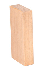 One wooden brick toy isolated on the white