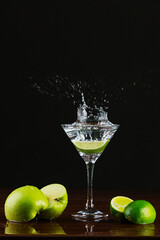 Lime in the Glass with Splash Water