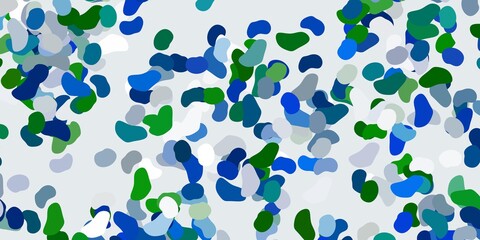 Light blue, green vector background with random forms.