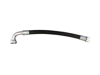 Hydraulic high pressure hose isolated on the white background. New spare parts.