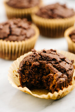 Chocolate Pumpkin Muffin With A Bite