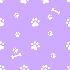 Cute dog paw prints seamless pattern