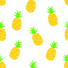 Summery pineapple seamless pattern. Simple vector background